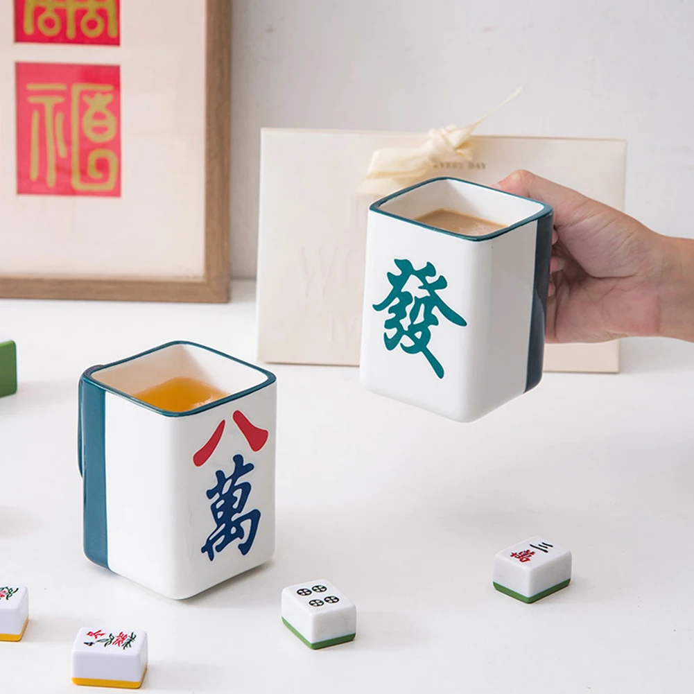 Mahjong Mug 400ml  Chinese Retro Design Mug China Chic-Style Coffee Cup Gift For Friends Relatives Wide Application