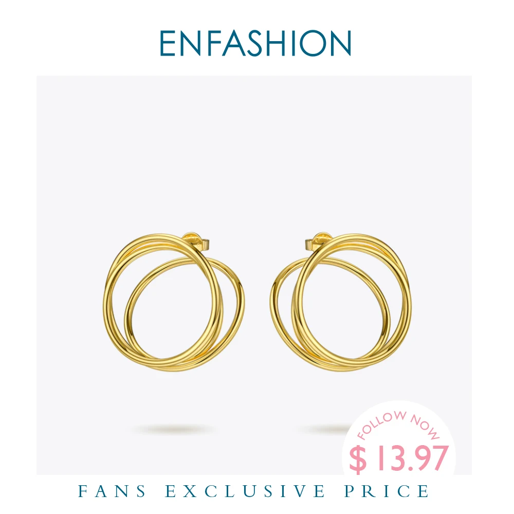 ENFASHION Multi-layer Circle Stud Earrings For Women Punk Geometric Simple Line Earings Statement Fashion Jewelry Oorbellen 1032