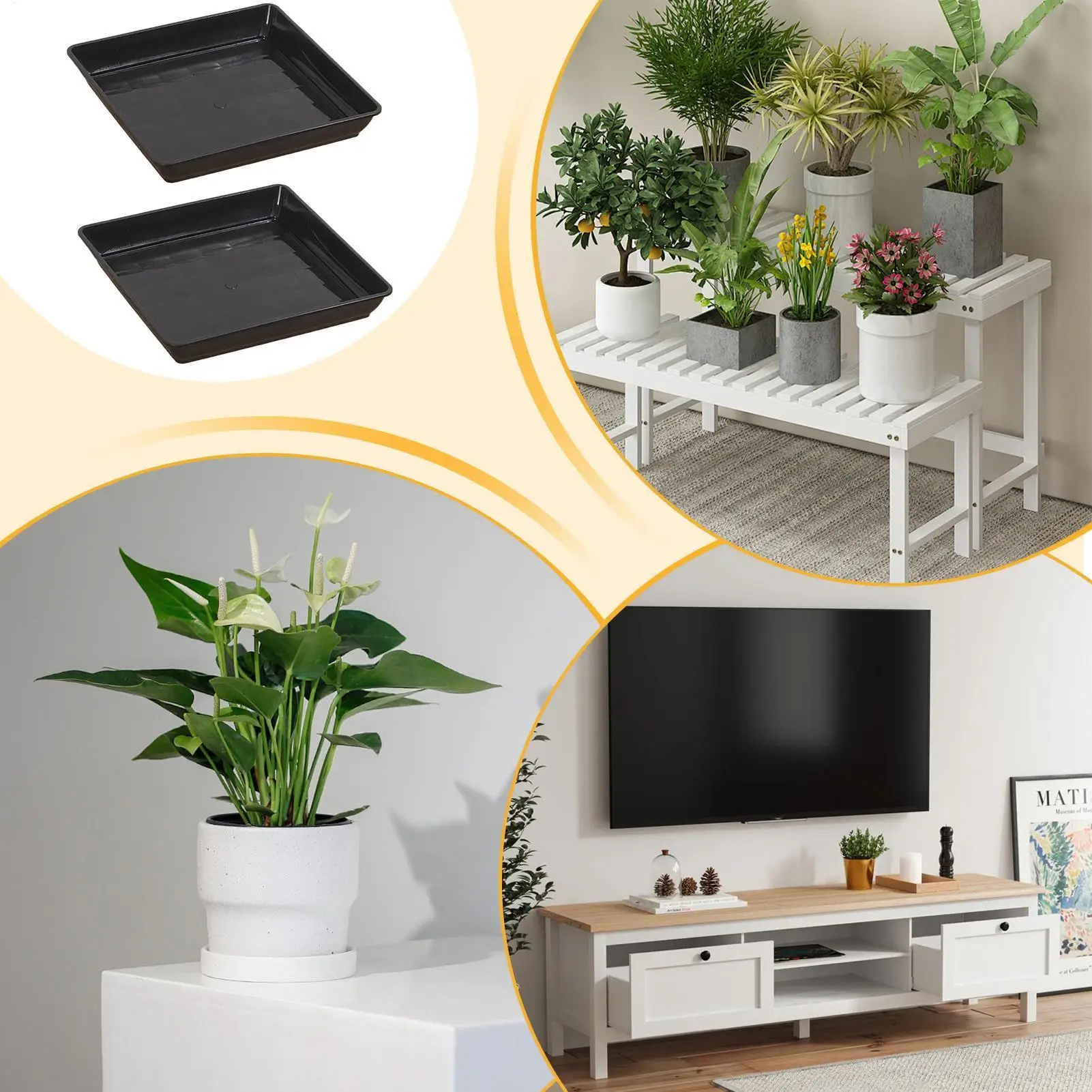 2pcs Flower Pot Tray Thickened Base Water Collection Drip Saucer Square Planter Plate Balcony Garden Pots Indoor Plant