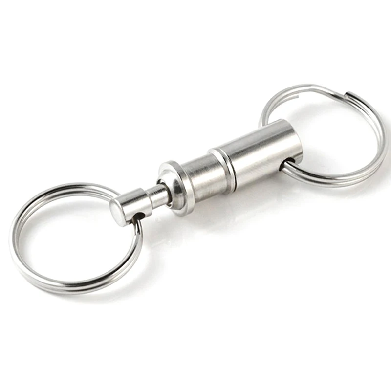 2pcs Removable Keyring Quick Release Keychain Dual Detachable Key Ring Snap Lock Holder Steel Pull-Apart Key Rings