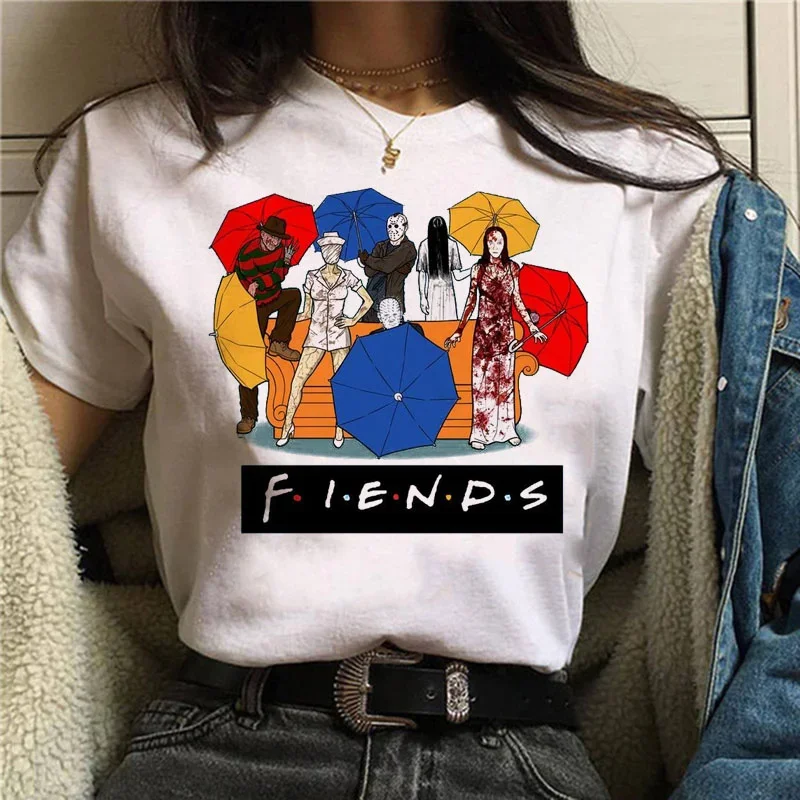 2021 Horror Friends Pennywise Michael Myers Jason Voorhees Halloween Women T-Shirt Top Ouija T Shirt Camiseta Female Shirt