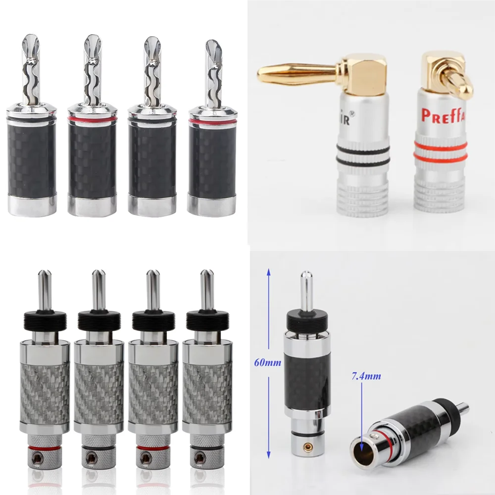 

BA series HiFi Carbon Fiber Banana Connectors Rhodium/Gold-Plated Male Plugs for Speaker/Amplifier Cables