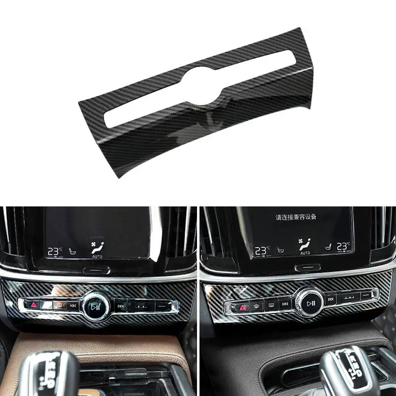 

Carbon Fiber Texture For Volvo XC60 2018 -2024 2025 Car ABS Interior Accessories Central Control Audio Adjustment Frame Trim