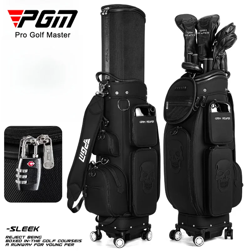 PGM Golf Bag Hard Shell Telescopic Cap Ball Bag Universal Four Wheel Flat Push Air Cargo QB194