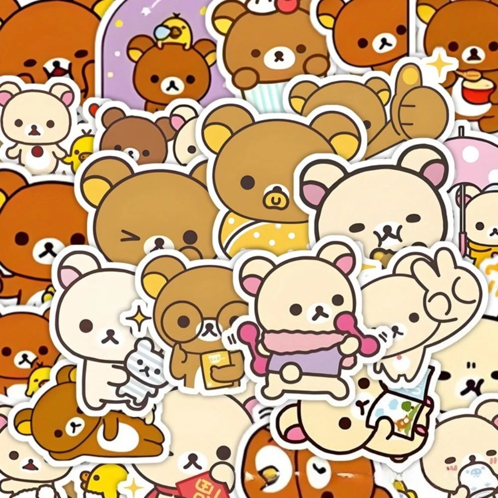 100 Stück Kawaii Rilakkuma Bär Cartoon-Aufkleber für Gitarre DIY Fahrrad Skateboard Laptop Gepäck Niedliche Cartoon-Sticker Spielzeug-Deko