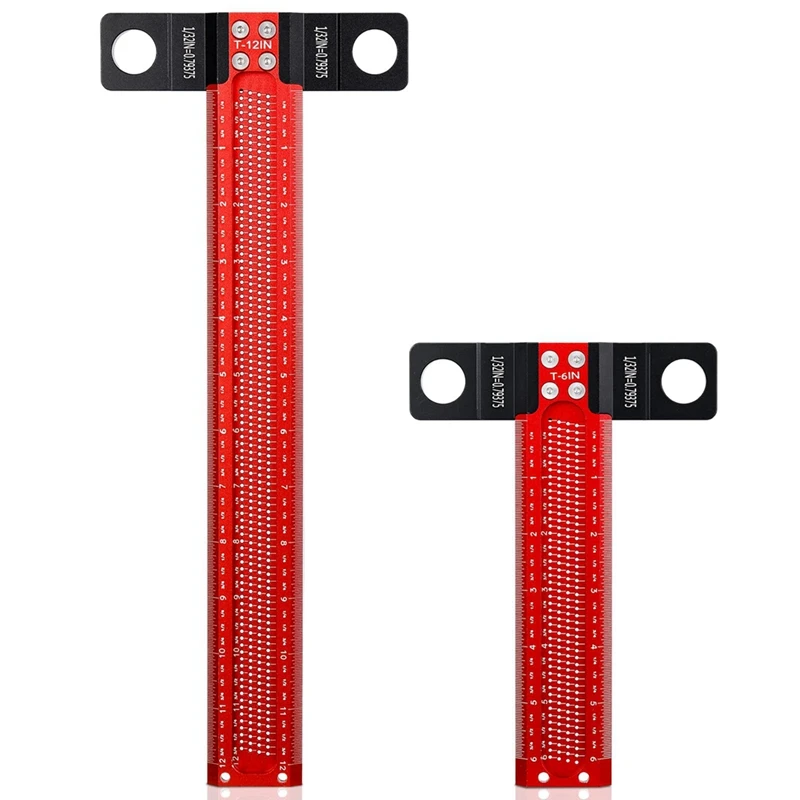 

Woodworking Scriber T Square Ruler 2 Inch 6 Inch Architect Ruler For Carpenter Work 2Piece