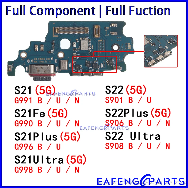 Usb Dock Charger Ports for Samsung Galaxy S21 S22 Fe Plus Ultra G991 G996 G998 G990 S901 S906 S908 B U N Charging Board Module