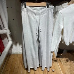 Casual Women Fashion Soft Cotton Drawstring Wide Leg Pants 2023 Summer Vintage Low Waist Solid Color Female Pants Mujer