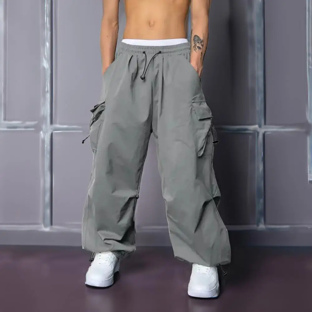 

Men Loose Fit Baggy Pants with Secure Pockets Stylish Men's Cargo Pants with Multiple Pockets Elastic for Streetwear for Men