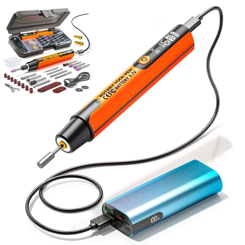 Mini Amoladora Eléctrica, Pluma de Grabado, 4.2V, 6000-16000r, Amoladora Inalámbrica, Herramienta Rotatoria Micro Inalámbrica, Taladro para Joyería, Herramienta para Metal