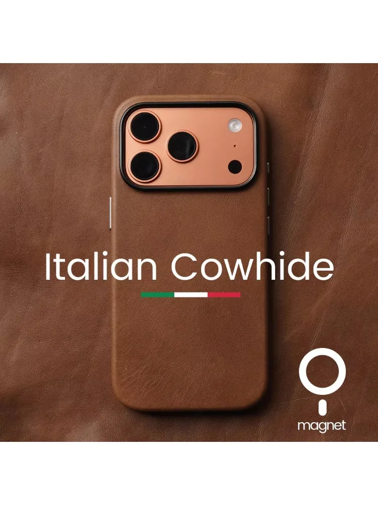 Magnetyczne etui z prawdziwej skóry do iPhone'a 17 16 Pro Max 15 kompatybilne z MagSafe, naturalna skóra bydlęca, retro obudowa na telefon — zdjęcie produktu 7