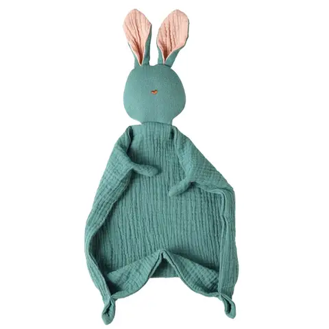 INSULAR Baby Soothing Towel 100% Muslin Cotton Infant Cartoon Handkerchief Cute Bunny Kid Sleep-help Toy Gauze Appease Doll