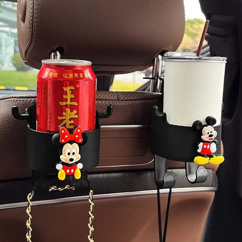 Car seat back hook cute Mickey and Minnie cartoon drink cup holder car rear backrest small hook seat back storage gift wholesale