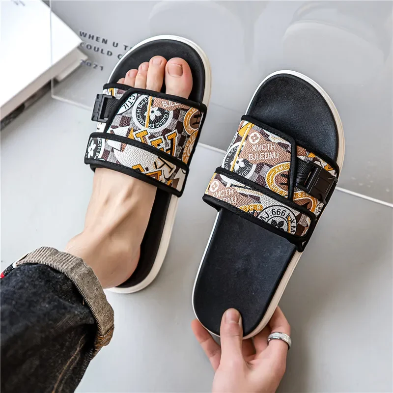 2024Summer Youth Slippers Men Unique Design  Outside Flip Flops Thick-Soled Toe SandalsHigh Quality Slippers Non-Slip