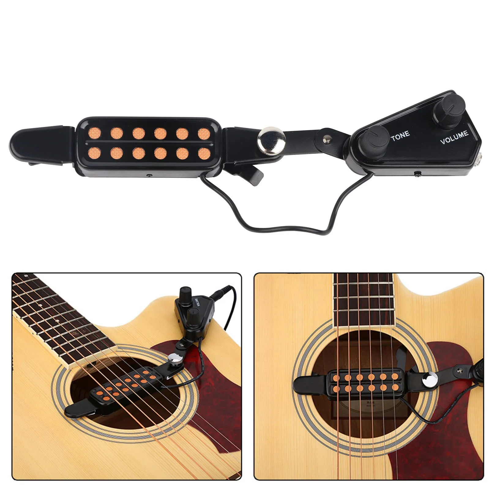 12 حفرة لاقط مغناطيسي لاقط الجيتار 12 فتحة الصوت محول لاقط مغناطيسي مع مجموعة موالف حجم النغمة للجيتار الصوتي #1