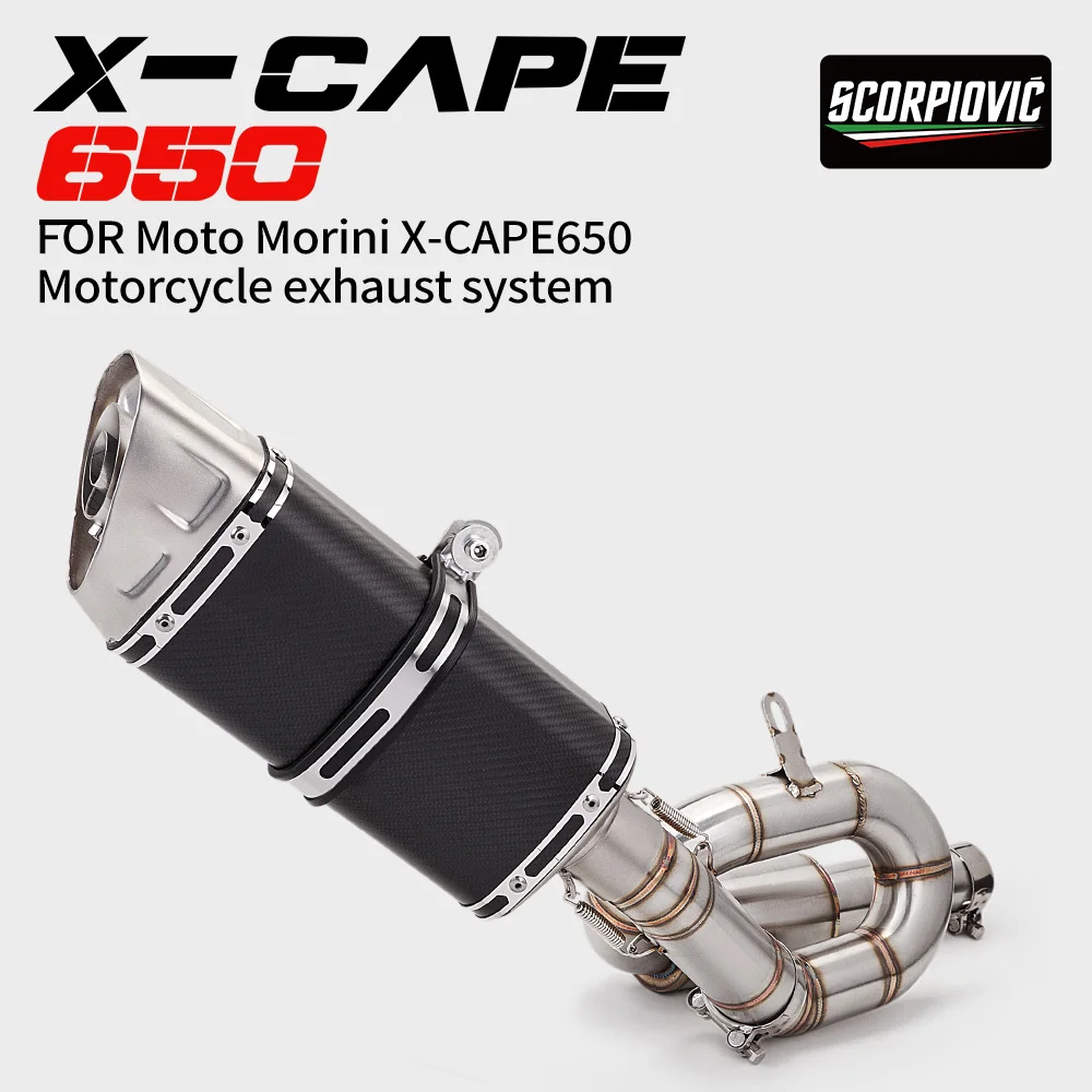 Motorcycle Exhaust System Slip On Stainless Steel Curved Mid Tail Section Muffler Kit Fit For Moto Morini X-CAPE 650 Complete Se
