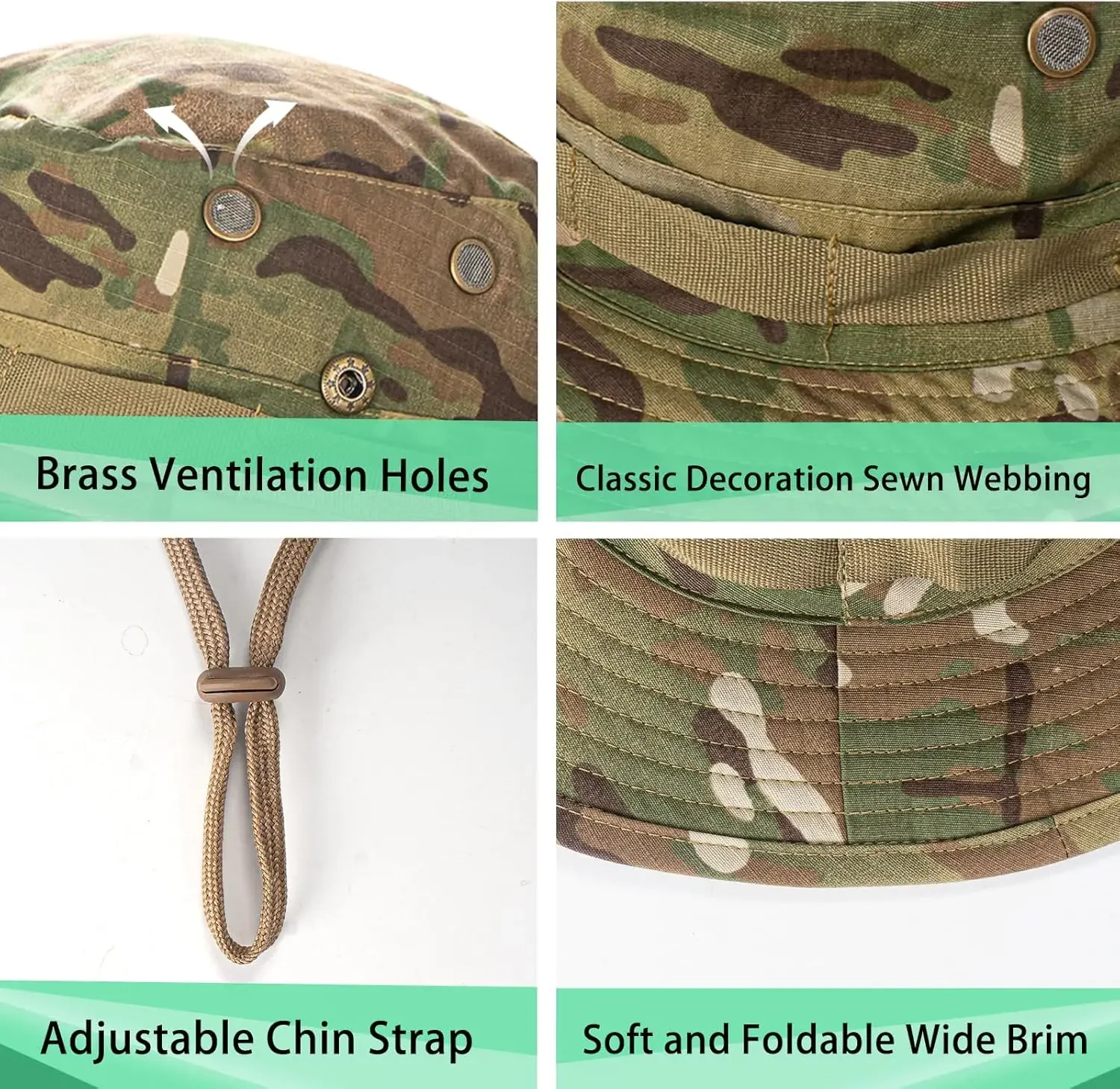 Rosoz Sun Hats for Men Women Boonie Hat UPF 50+ Bucket Hat Wide Brim UV Protection Fishing Hiking Safari Outdoor Hats Outdoor