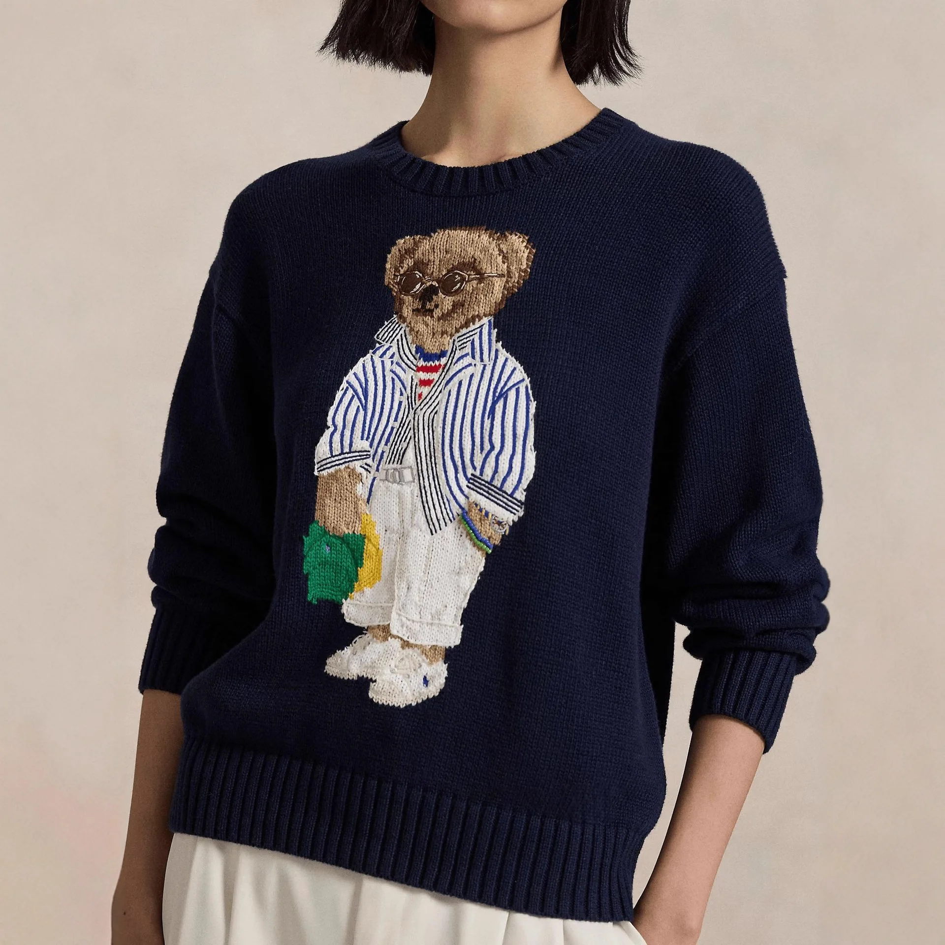 

Cross-Border Autumn Winter Knitted Sweater Embroidered Floral round Ne Overhead Woolen Knitwear Women's Faion Commute Sle
