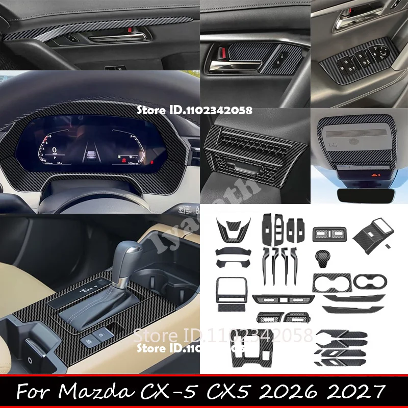 Für Mazda CX-5 CX5 2026 2027 ABS Carbon-Optik Leselampe Innentürgriff Schalenverkleidung Armaturenbrett Schalttafel