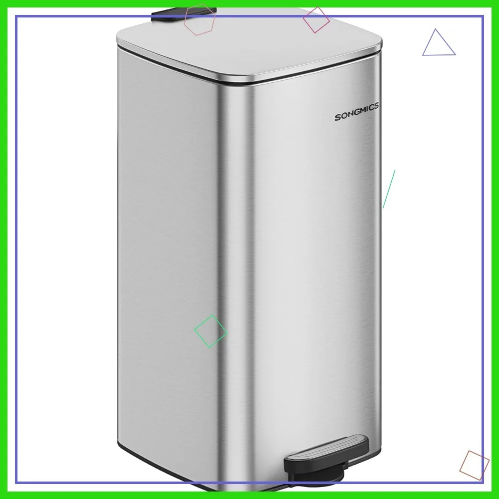 

8-Gallon Stainless Steel Kitchen Trash Can with Soft-Close Lid and Inner Bucket, Modern Design for Easy Cleaning