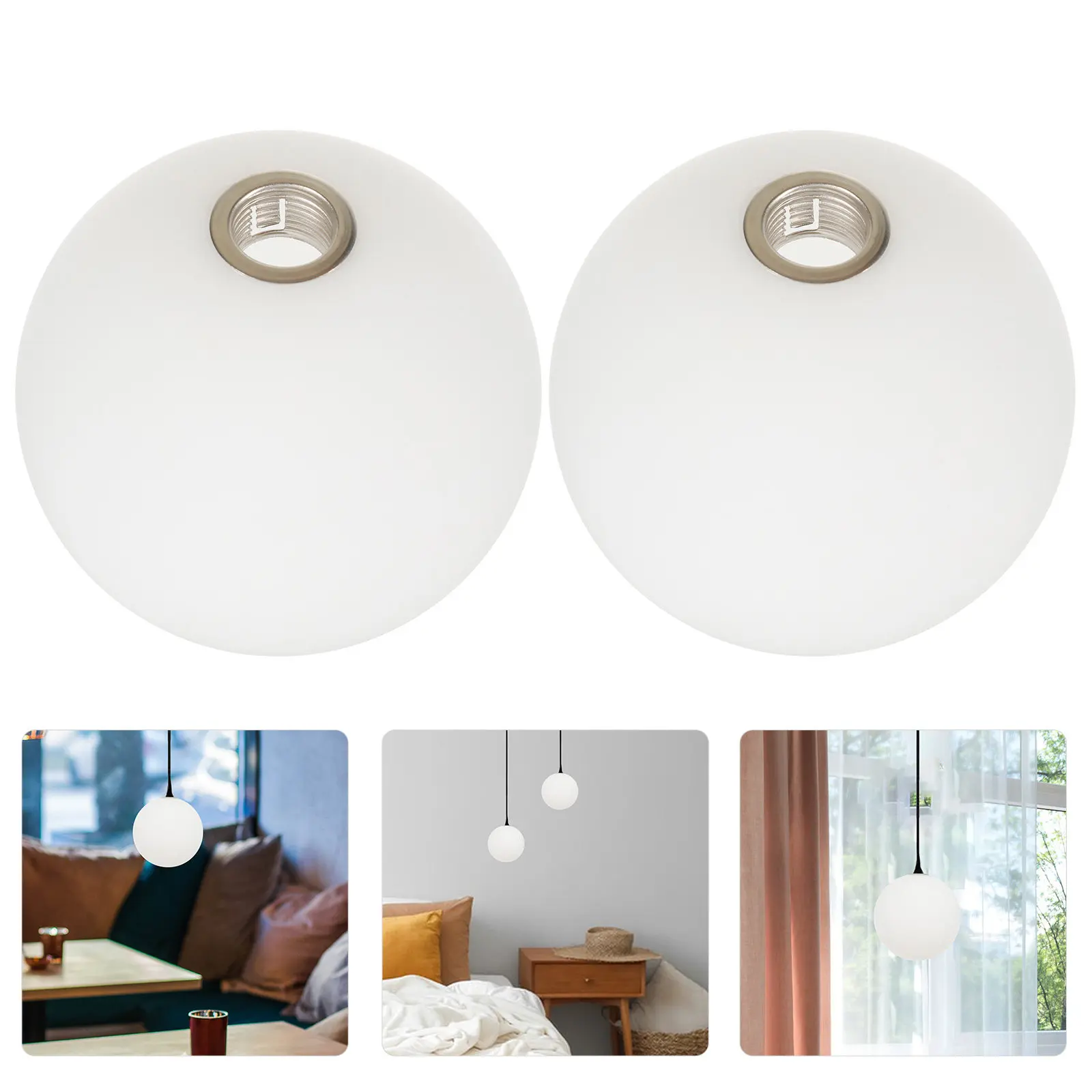 2Pcs Glass Ball Lamp Shade Replacement for Hanging Pendant Light Fixture Modern Simple Design Light Cover Decorative Shade