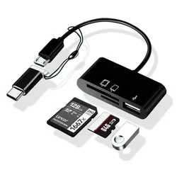 Adaptador USB tipo C OTG, lector de tarjetas de memoria TF CF SD, convertidor Micro USB tipo C para IPad, Huawei, Macbook, lector de tarjetas USB tipo C