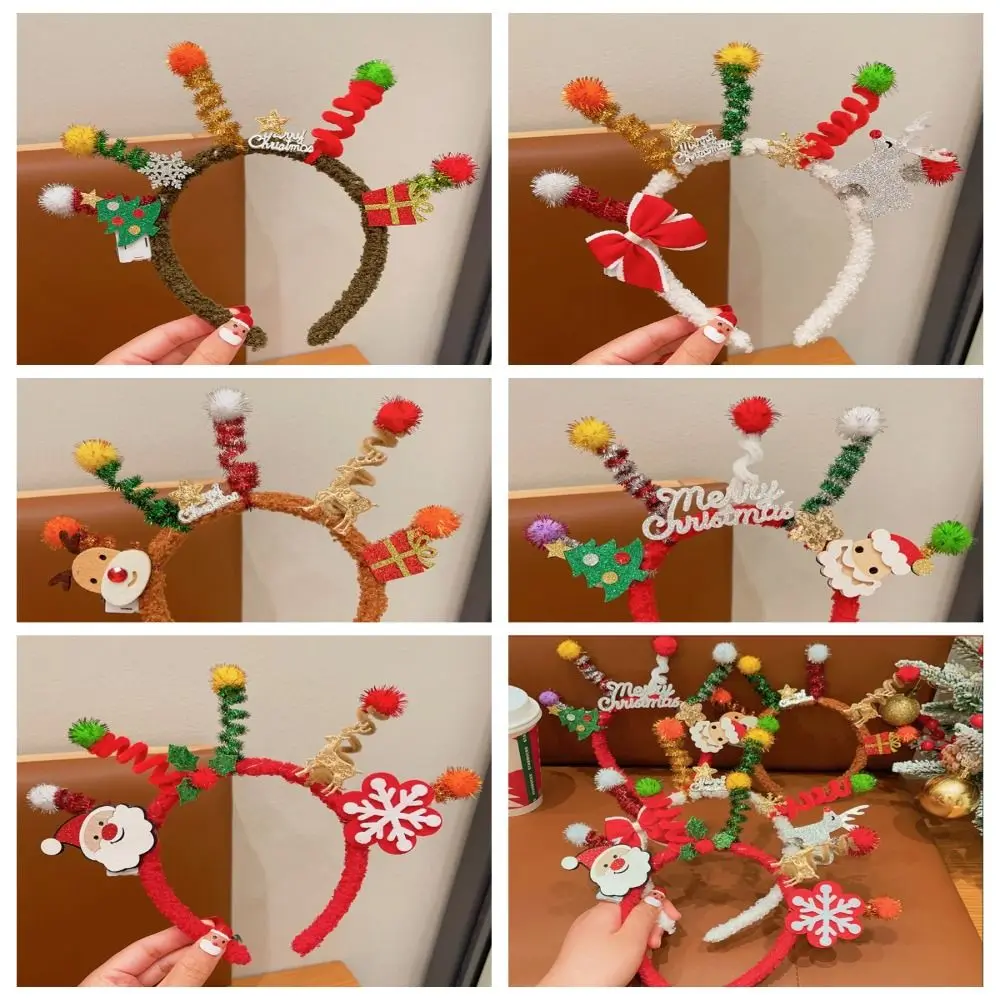 อุปกรณ์เสริมผมคริสต์มาสแถบคาดศีรษะ Xmas Merry Christmas Santa Claus ผม Hoop Headpiece Hairband Antler ผม Hoop กลางแจ้ง