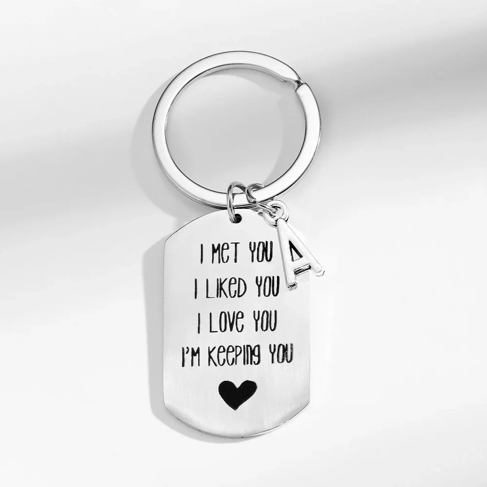 Hot Funny I Love You Keychain Pendant  Boyfriend Husband Fiance Birthday Anniversary Key Chain I Met Liked Love Keeping You