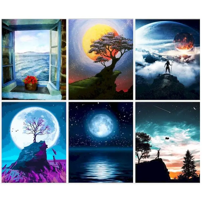 

CHENISTORY Oil Painting By Numbers Landsape Drawing Oil Paintings HandPainted Acrylic Paints Wall Art On Canvas Home Decoration