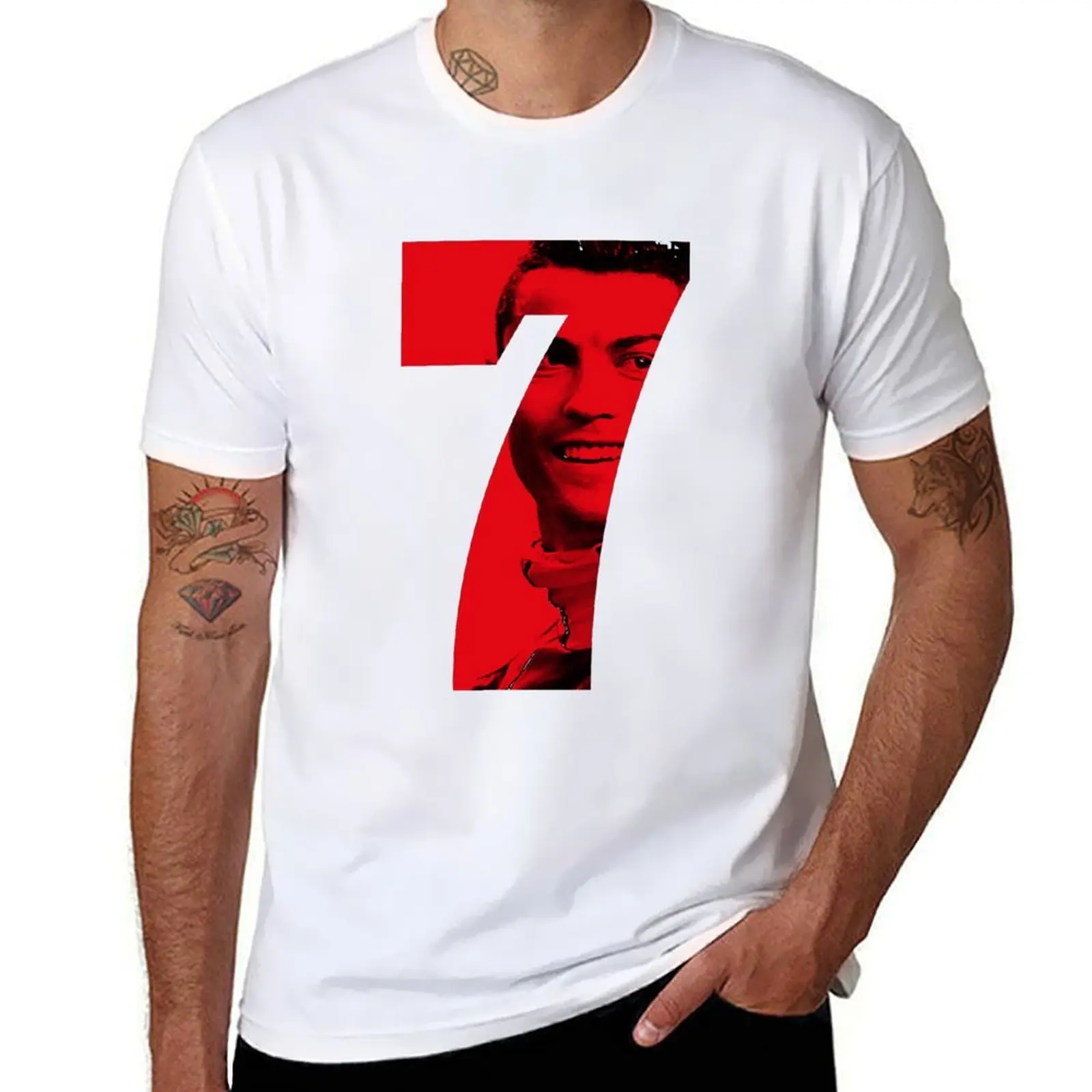 

CR7 red 7 T-Shirt cotton tshirt 100% t shirts cotton 100% T-Shirt
