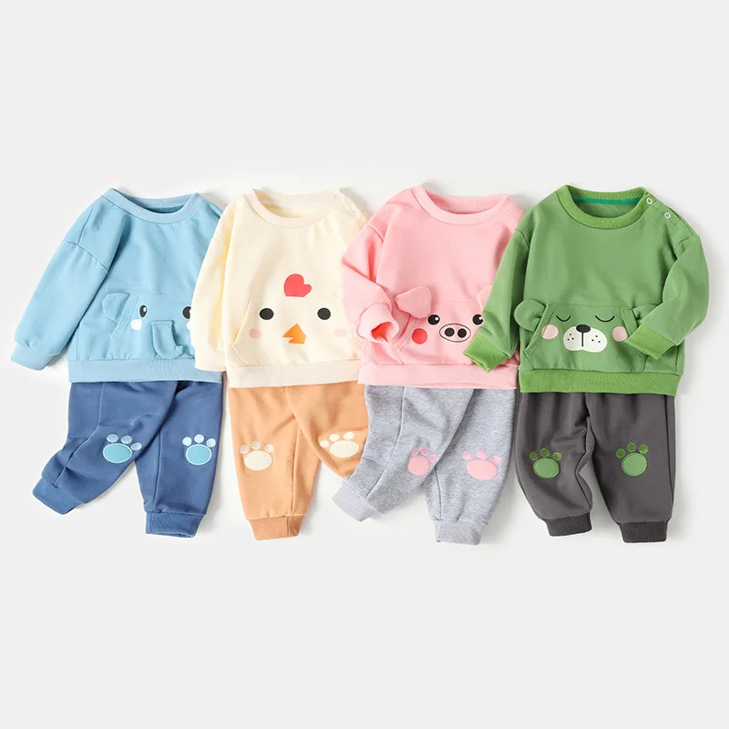 

Ins Autumn Infant Baby Girl 2PCS Clothes Set Cotton 3D Cartoon Pockets Kid Girl Sweatshirt Patched Jogger Pant 1-3Y Girl Outfits