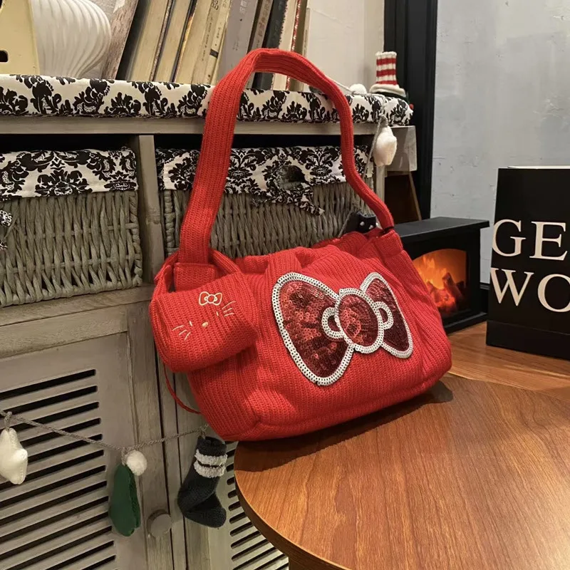 

New Women's Shoulder Bags Luxury Brand Fashion Women's Handbags Knitted 2 pieces Set Women's Bags Dumpling Bags Large Capacity