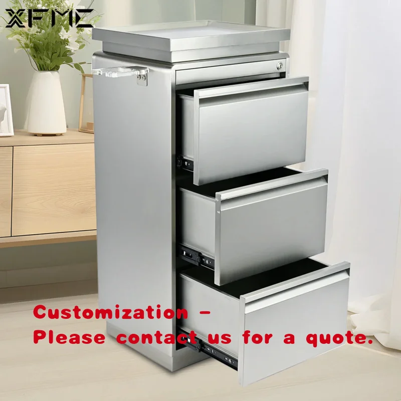 custom.XFMC Stainless Steel Nail Salon Storage Trolley Cabinet 3 Layers Beauty Salon Furniture Organizer Cart Hair Stylist