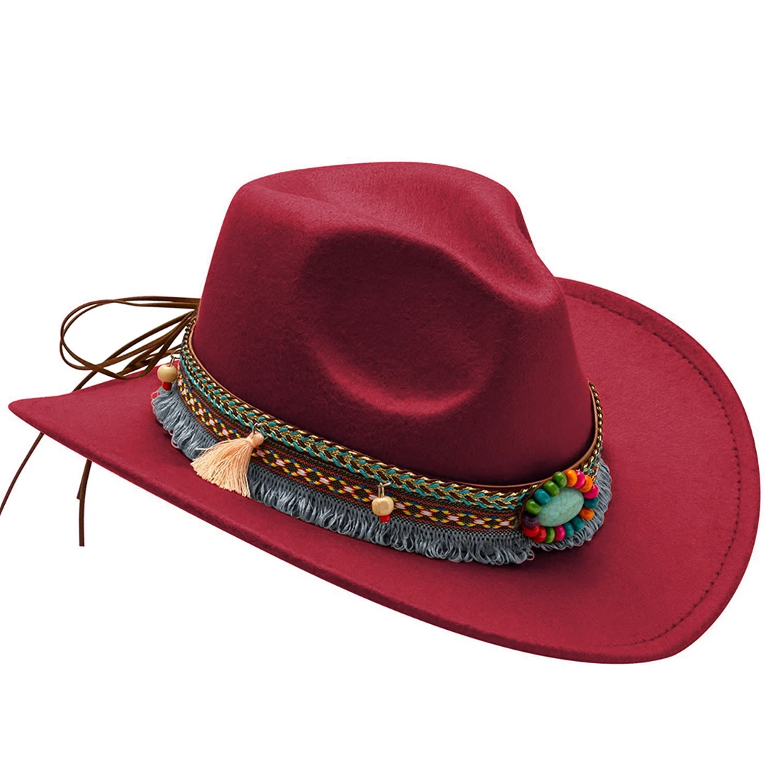 Unisex Western Cowboyhut aus Filz mit Quaste und Gürtel für Mädchen und Jungen, Cowboy-Accessoire für Kinder – Detail 10