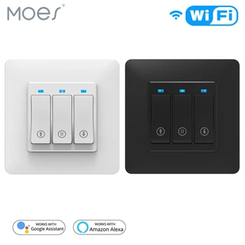 WiFi Smart Push ปุ่มผ้าม่าน Roller Blinds ชัตเตอร์สวิทช์ Tuya รีโมทคอนโทรลควบคุมมอเตอร์มอเตอร์ทำงานร่วมกับ Alexa Google Home