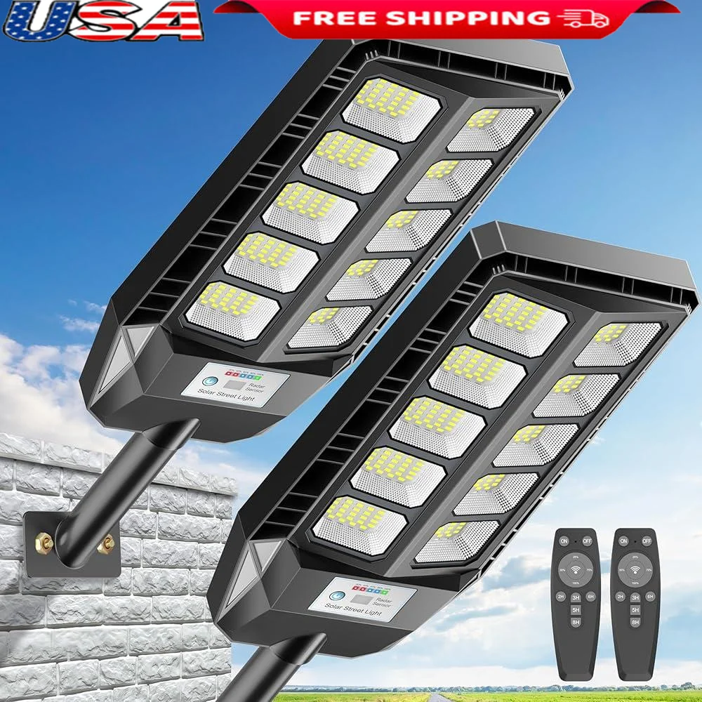 

Solar Street Lights Outdoor Waterproof IP66 Motion Sensor Flood Lights Solar Security Lights 6500K Dusk to Dawn Easy Install