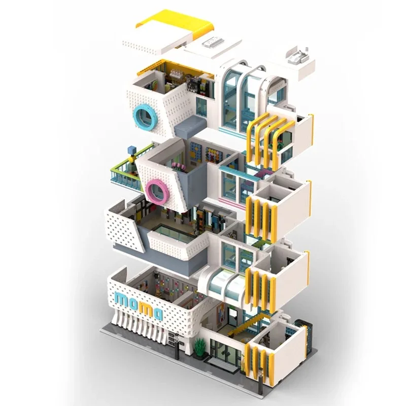 MOC-Blocos de Construção Modulares de Arte Moderna para Crianças, Modelo Street View, Blocos de Construção Montados, Criativo Urbano, Toy G