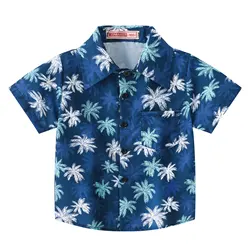 Toddler Baby Boys Hawaiian Shirt Short Sleeve Hawaiian Print Shirt Funny Summer Shirt for Daily Wear Holiday Casual Baby Clothes