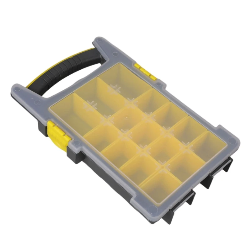 Stackable Plastic Tool Case Feature 14 Individual Compartments And Clear Cover Perfect For Mechanics And Technicians