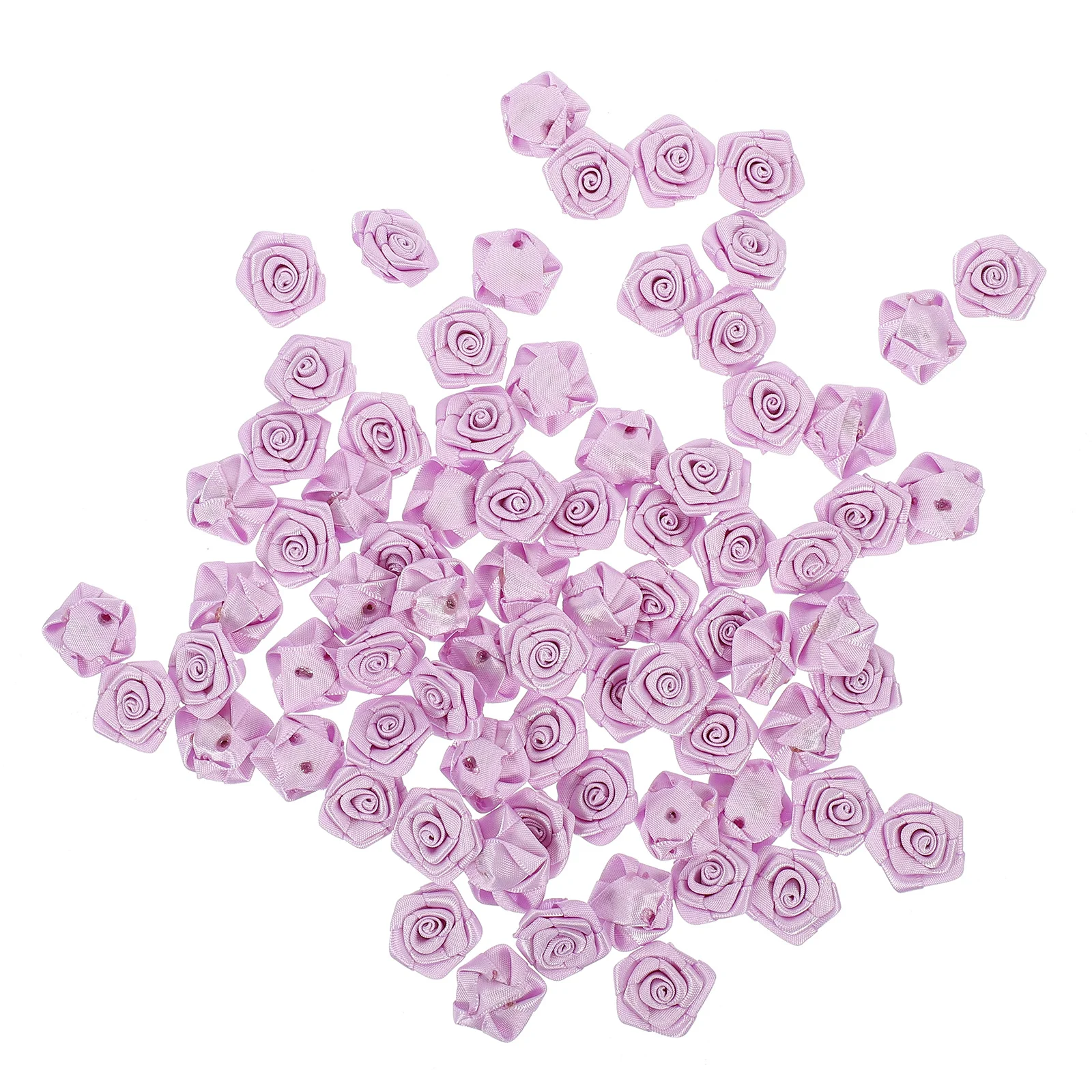 

100Pcs Satin Ribbon Rose Buds Polyester Artificial Flower Decor for Clothes Hats Bags DIY Garment Accessories Craft