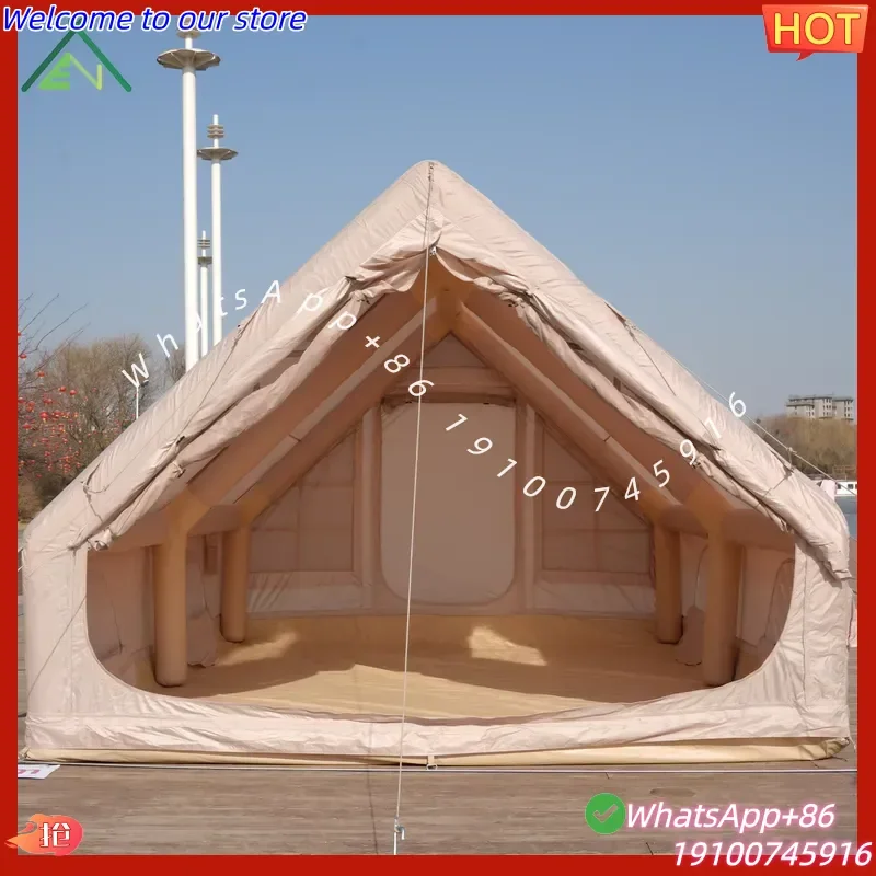 2026 Waterproof Four-Season Oxford Cloth 12sqm Inflatable Camping Tent 3-4 Person Two Bedrooms Heavy Foldable