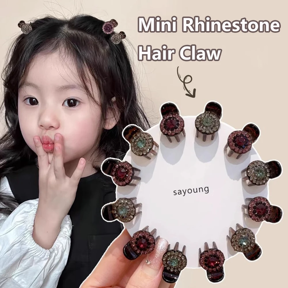 1Pc Mini Round Rhinestone Hair Claw Retro Zircon Women Girls Claw Clip Small Hairpins Hair Crabs Girls Hair Accessories Headwear