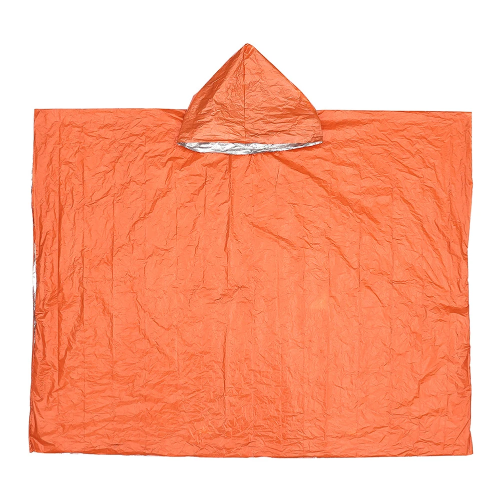 First Aid Poncho Waterproof Survival Space Blanket Reflective Thermal Raincoat PE Aluminum Film for Outdoor Camping Hiking