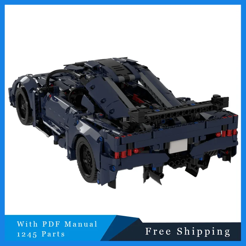 ตัวต่อ MOC 1245 ชิ้น ชุดประกอบรถสปอร์ตสุดหรูสีน้ำเงิน รุ่น City Speed ของเล่นสร้างสรรค์ DIY ชุดประกอบสำหรับเด็ก ของขวัญคริสต์มาส