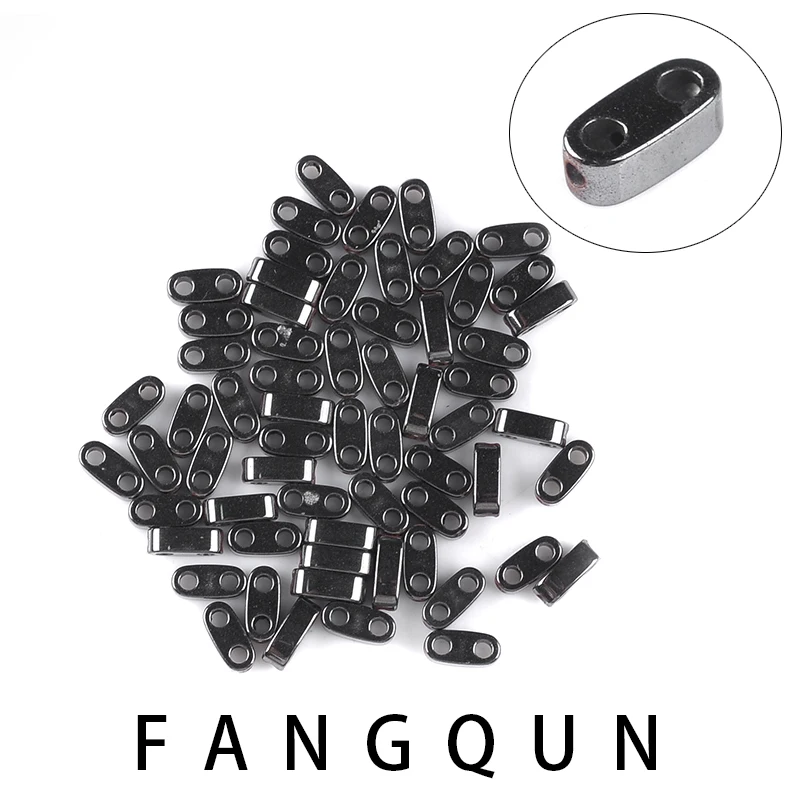 Nature stone Black Hematite Beads 6*3mm 64Pcs Cuboid shape two holes Beads For DIY Jewelry Necklace Bracelet Making Accessories