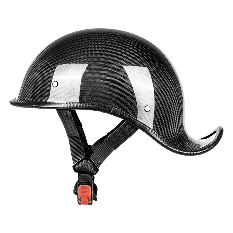 

Carbon Fiber Ducktail Helmet Retro German Style Half Helmet DOT Approved Ultra-light Cafe Racer Cruiser Chopper Scooter Shell
