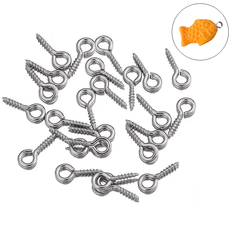 100 Stück Edelstahl Augen Nagelschraube Winzige Mini-Augennadeln Haken Ösen für Perlen Charms Anhänger DIY Schmuck Halskette Erkenntnisse – Detail 2