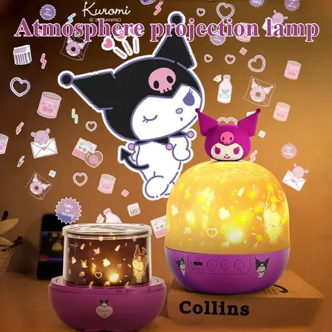Sanrio Kuromi Rotating Starry Sky Projector Atmosphere Light Cartoon Anime Character Cinnamoroll Pattern Kawaii Birthday Gift