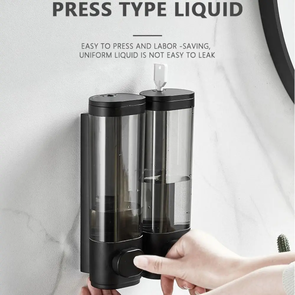 New ABS Plastic Manual Soap Dispenser White Black Wall-mounted Shampoo Gel Dispenser Liquid Soap Container Kitchen