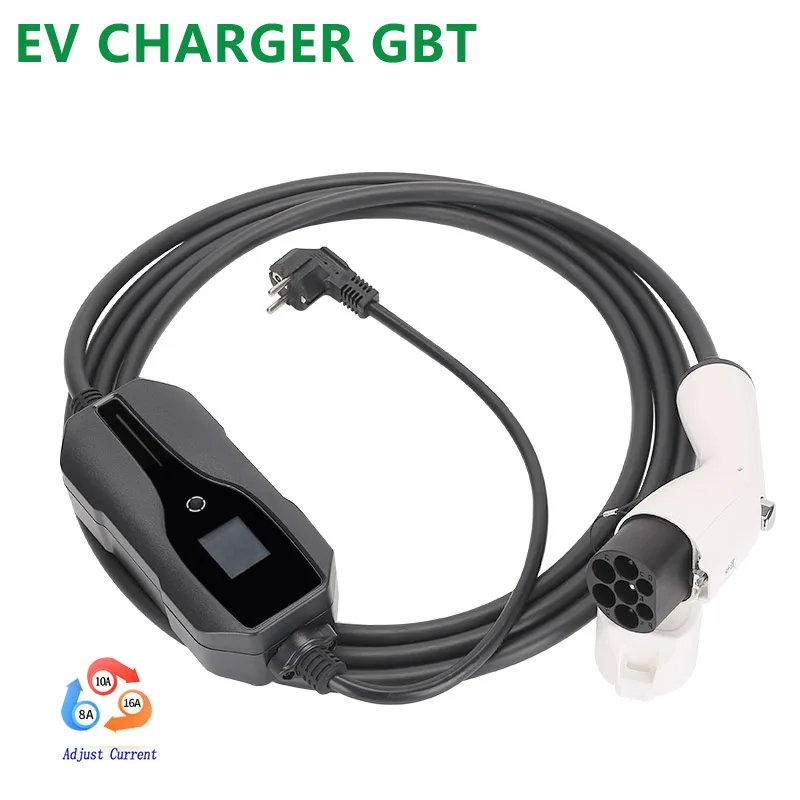 

Portable Home Use EV Charger With GB/T Plug 5M EV cable16A 13A 10A 8A Adjustable GB/T Electrica Car For VW ID4 BYD Xiaopeng